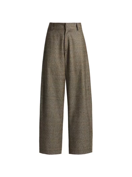 Pantaloni palazzo Kiton în carouri maro