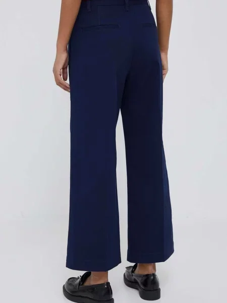 Kalhoty Polo Ralph Lauren tmavomodrá široké high waist