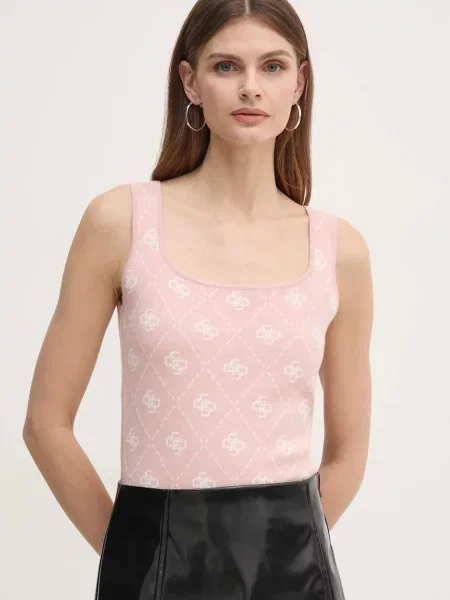 Вълнен топ Guess розово