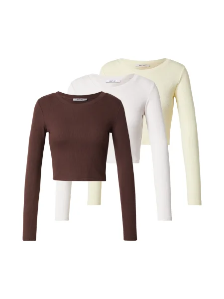 ABOUT YOU Tričko Loretta hnědá / světle žlutá / přírodní bílá