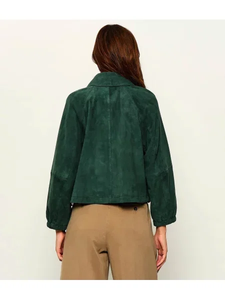 Weekend MaxMara Kabát Wkdzuppa | hasított bőr zöld