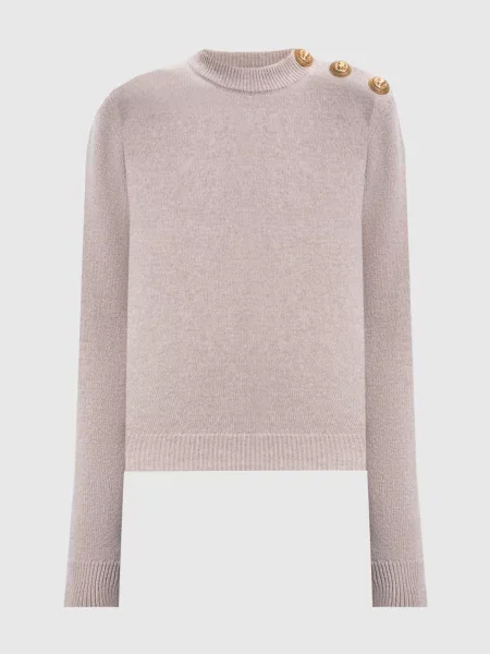 Светр з вовни та кашеміру Balmain бежевий