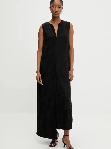 Answear Lab sukienka maxi prosta czarny