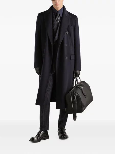Вълнено двуредно яке Dolce & Gabbana синьо