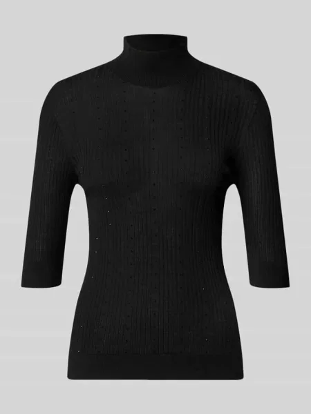 Longsleeve o kroju slim fit z czystej wełny merino Model Maglia Costine' Liu Jo White czarna