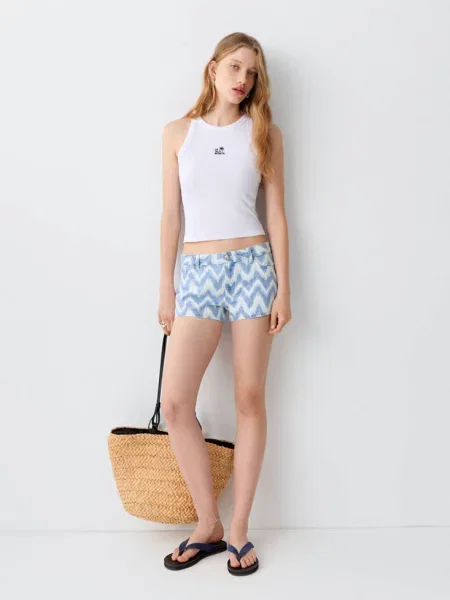 Szorty micro fit z niskim stanem Teen 34 MANGO TEEN błękitny