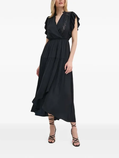 Rochie midi Morgan cu volane din dantelă până la genunchi albastru