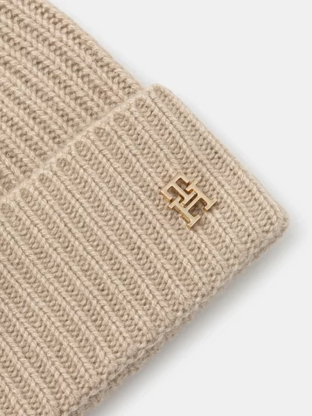 Kašmírová čepice Tommy Hilfiger béžová