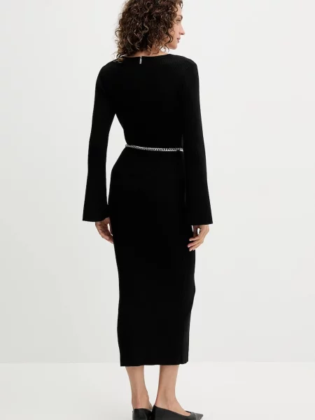 Шерстяное макси платье Michael Michael Kors черное