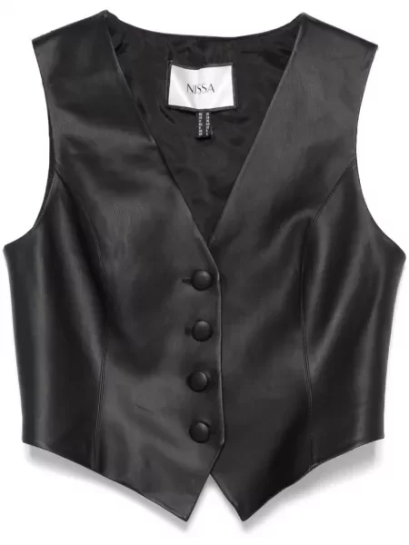 Vestă Nissa din piele negru