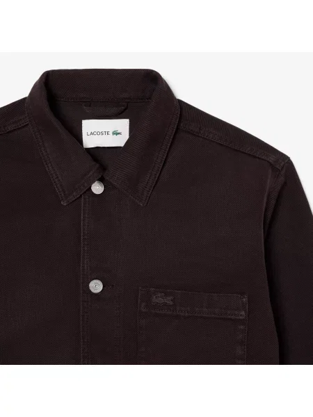 Lacoste Denimowa Koszula Oversize Ciemnobrązowa brązowy