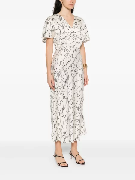 Rochie midi Karl Lagerfeld cu imagine până la genunchi de costum alb