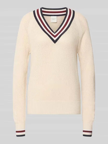 Sweter z dzianiny z dekoltem w serek model maurice' Varley biały