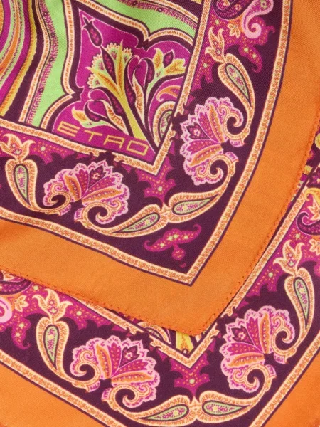 Fular Etro de mătase cu model paisley portocaliu