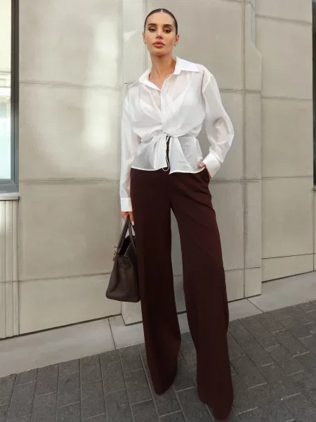 Брюки палаццо Jadone Fashion коричневые