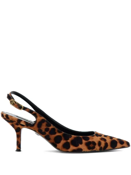 Pantofi cu toc Roberto Cavalli cu imagine cu model leopard slingback maro
