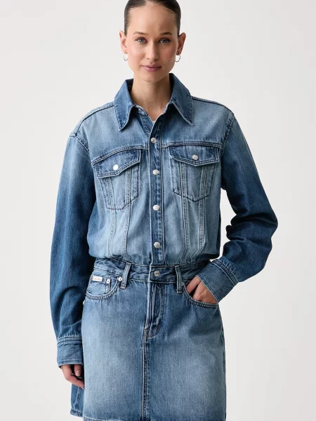 Calvin Klein Jeans Rochie tip bluză denim albastru