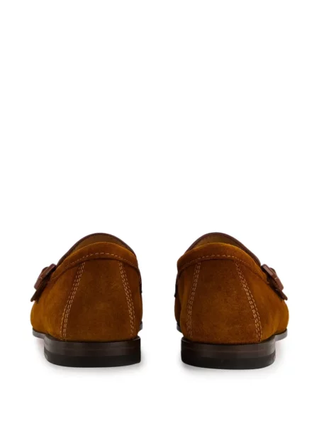 Pantofi loafer Santoni din piele de căprioară cu cataramă maro