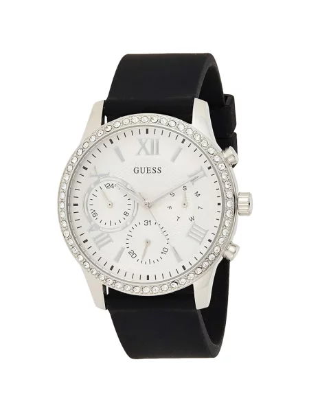 Lniany zegarek Guess czarny