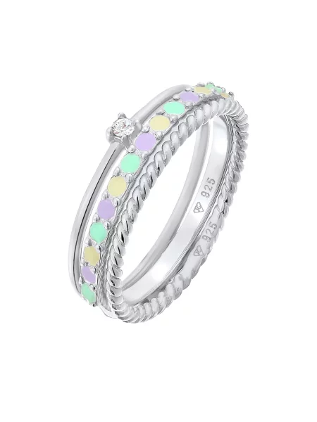 ELLI Prstan turkizna / svetlo / majnica / srebrna rumena