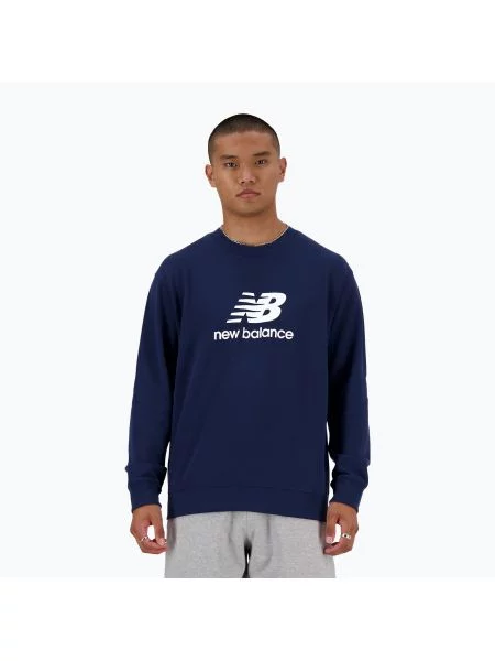 Bluza New Balance Stacked Logo French Terry Crew nb navy granatowa
