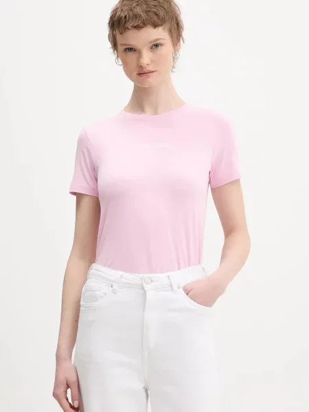 Guess Jeans kratka majica z elastanom roza