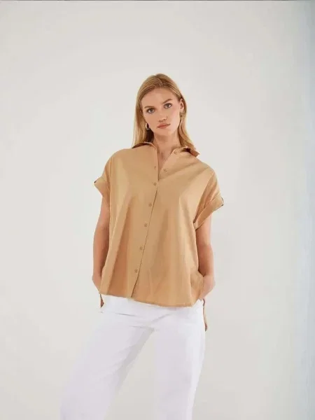 MixRay Oversized tričko velbloudí