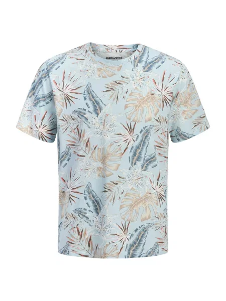 JACK & JONES Tricou JJHONOLULU bej închis / albastru / azuriu / murdar alb