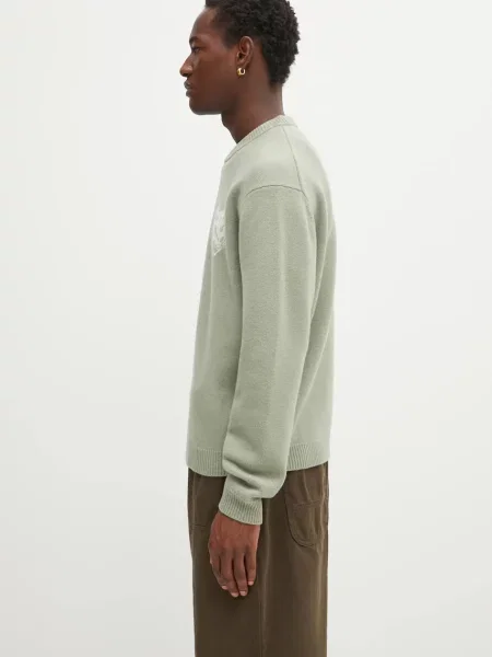 Maison Kitsuné Fox Head Intarsia Merino πουλόβερ μάλλινο Ανδρικό πράσινο