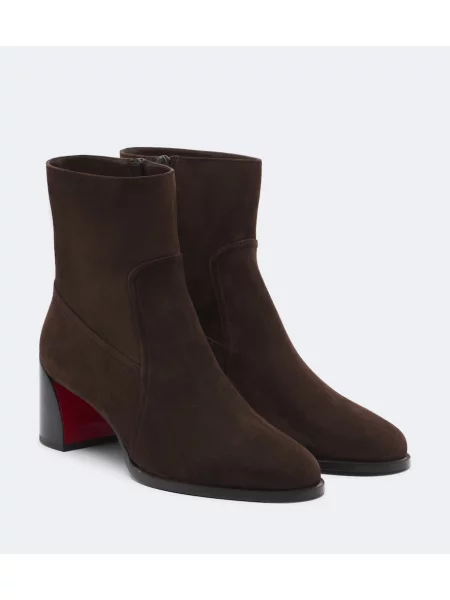 Cizme scurte Christian Louboutin din piele de căprioară maro