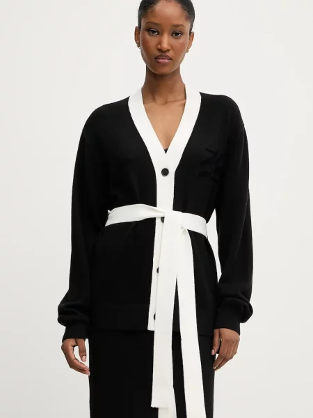 Karl Lagerfeld cardigan din amestec de lână negru alb