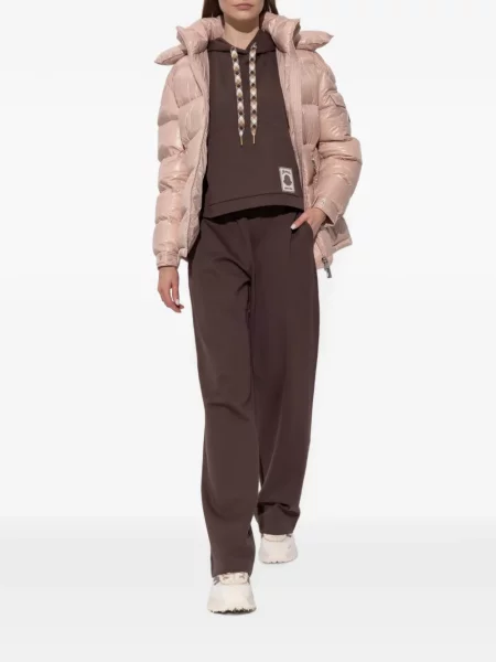 Pūkinė striukė Moncler Maire su gobtuvu rožinė