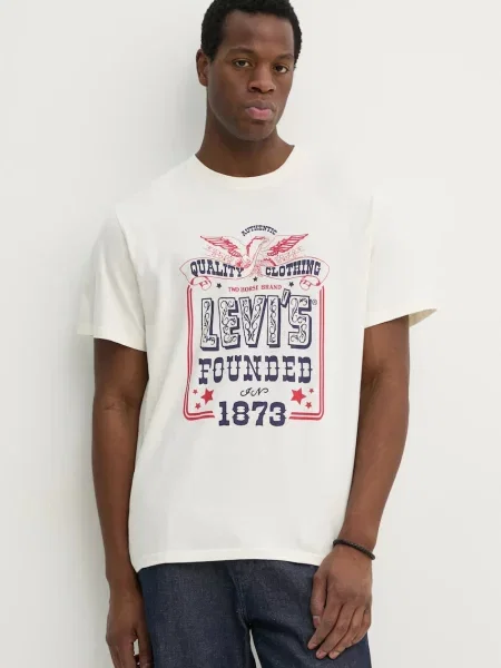 Tričko Levi's SS RELAXED FIT TEE s potiskem béžová