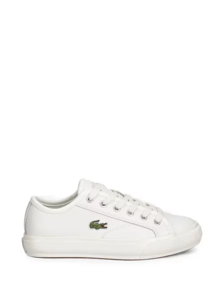 Sneakerși Lacoste cu șireturi din dantelă cu autograf alb
