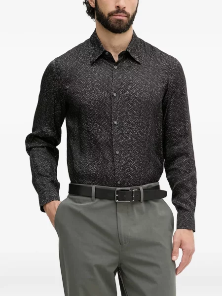 Lung cămașă Armani Exchange cu imagine negru