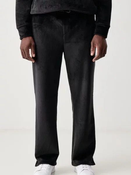 BOSS Green pantaloni straight pentru bărbați din catifea reiată JT_Cord Long negru