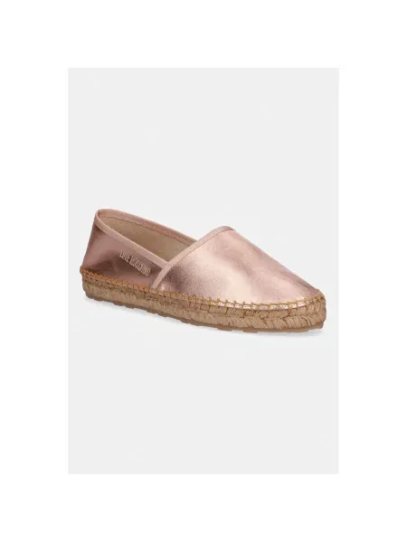 Love Moschino espadryle skórzane różowe
