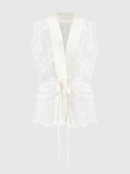 Жилет з шовком з мереживом Marc Le Bihan білий