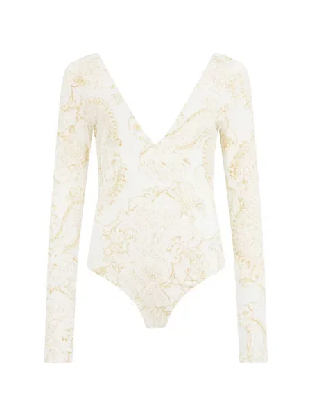 V-nyakú paisley mintás body Roberto Cavalli nyomtatás