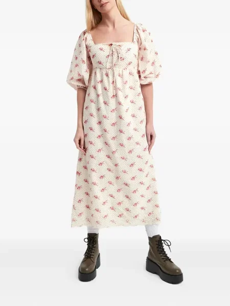 Rochie midi Notes Du Nord cu model floral cu imagine până la genunchi