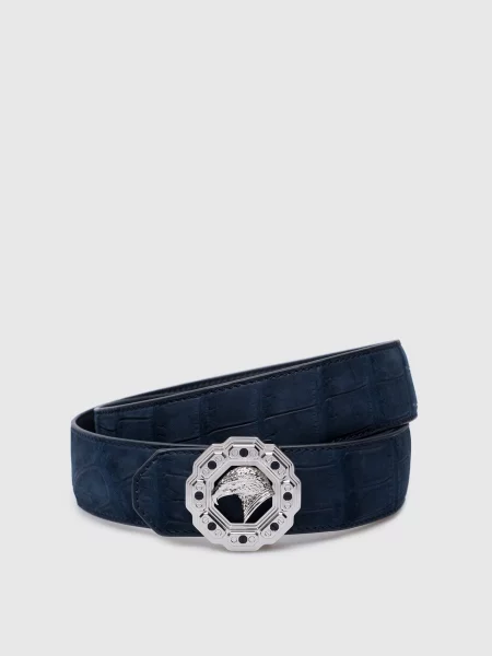 Кожаный ремень Stefano Ricci с ремешками синий