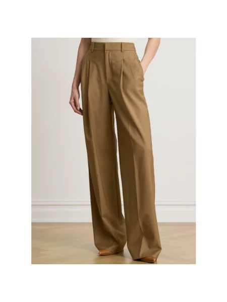 Spodnie Ralph Lauren wełniane zwężane brązowe
