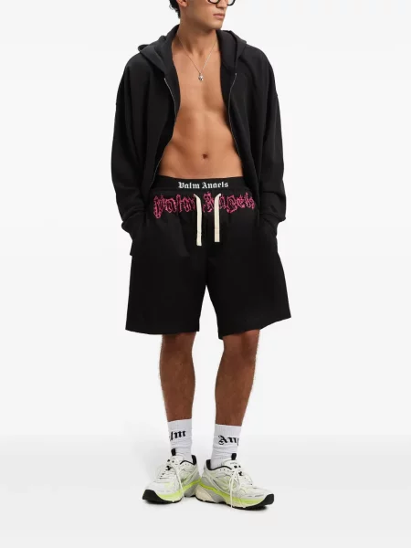 Pantaloni scurți Palm Angels cu autograf negru