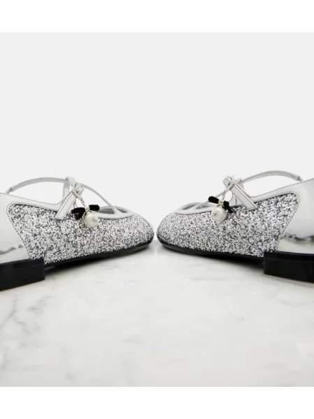 Balerini Jimmy Choo din piele argintiu