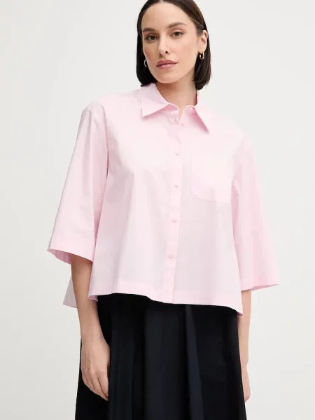 Sisley koszula relaxed z kołnierzykiem klasycznym różowy