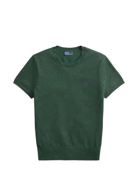 Pletena klasična polo majica Polo Ralph Lauren s autogramom ljubičasta