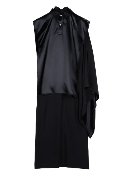 Rochie midi Ports 1961 din satin drapată până la genunchi negru