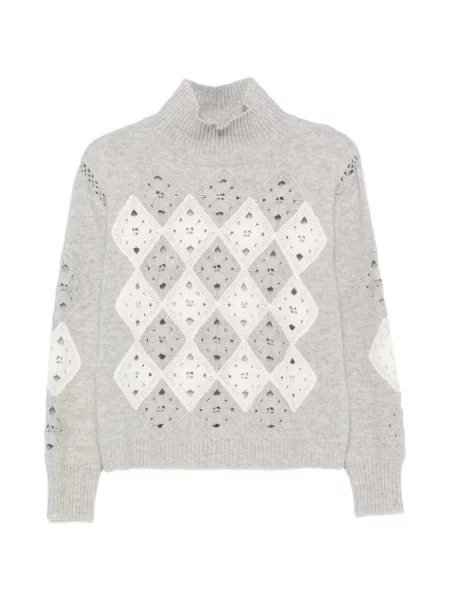 Pulover Ermanno Firenze cu model argyle gri