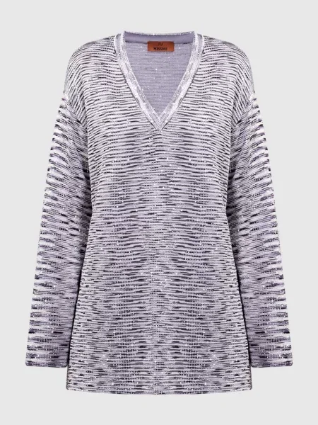 Свитер Missoni с пайетками в полоску белый