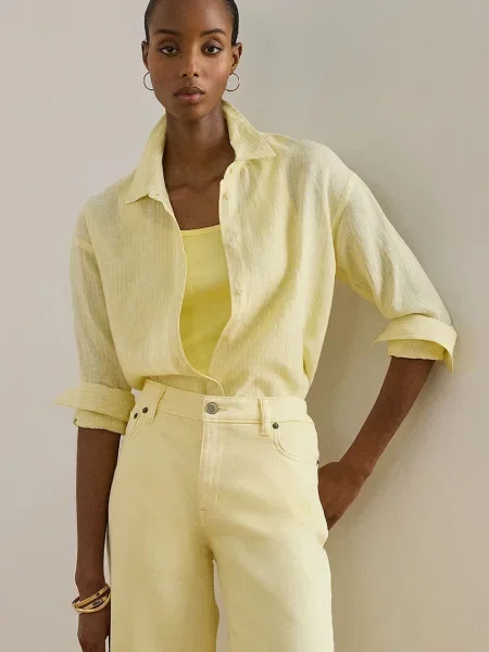 Lauren Ralph Lauren cămașă de in pentru femei galben